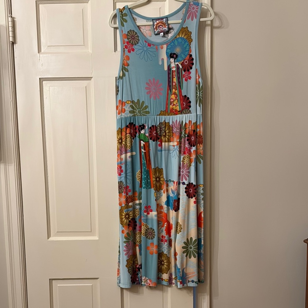 Johnny Was Multicolor Floral Midi Dress